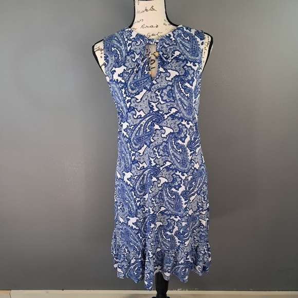 Michael Kors Dresses & Skirts - Michael Kors Women Sleeveless  Dress Size XS Blue & White Paisley Print